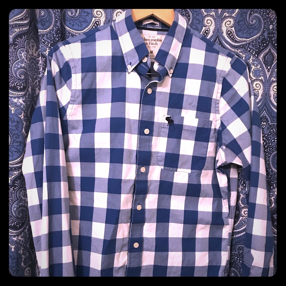 NWOT Abercrombie Blue Checker Button Up
